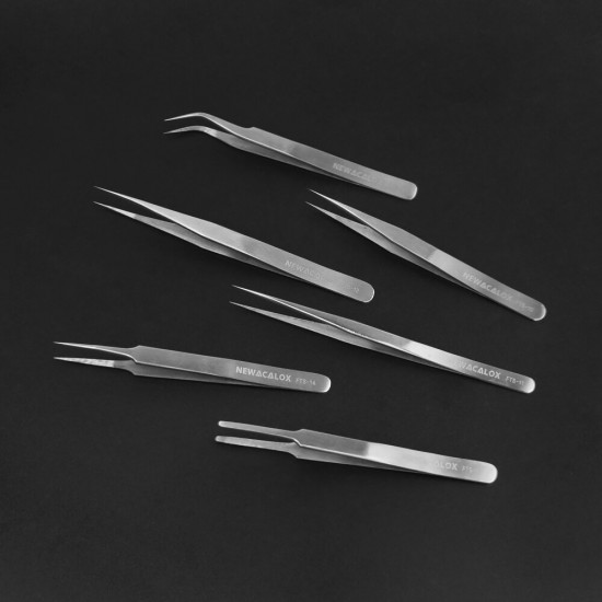 6Pcs Stainless Steel Tweezers Industrial Anti-static Tweezers Kit Precision Non-magnetic Tweezers for Lab Jewelry Work