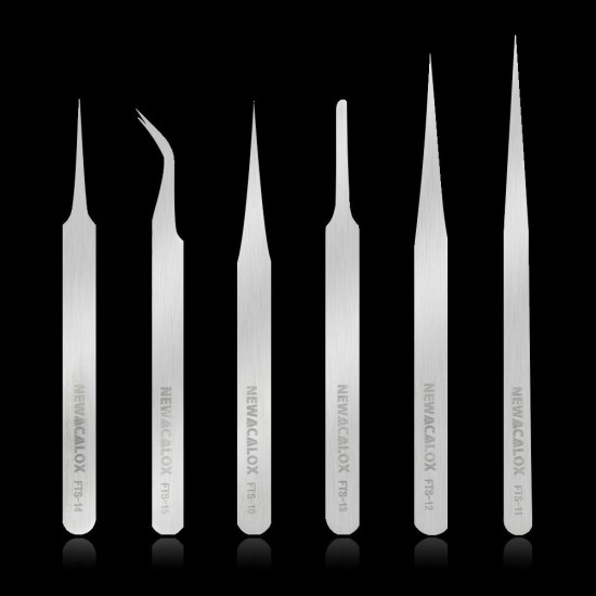 6Pcs Stainless Steel Tweezers Industrial Anti-static Tweezers Kit Precision Non-magnetic Tweezers for Lab Jewelry Work