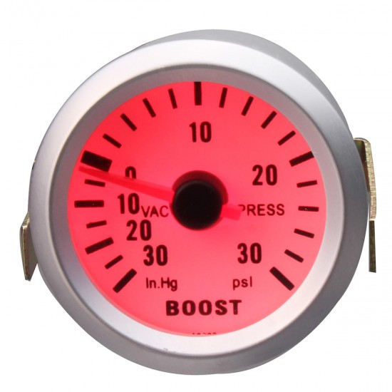 2 inch 52mm Universal Car Red LED Pressure Boost Gauge Meter 30 Psi with Hose