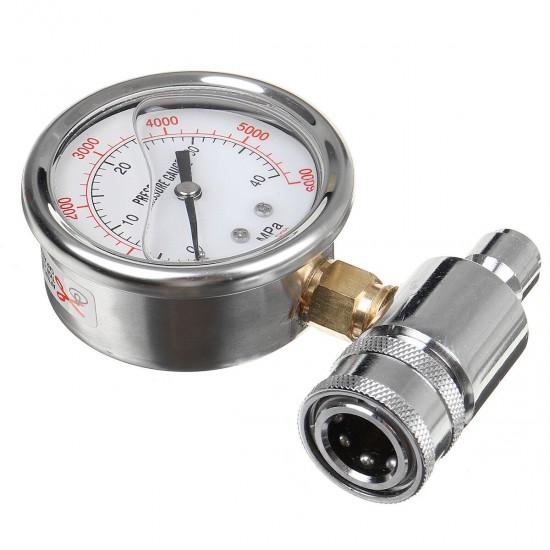 Axial Hydraulic Pressure Gauge Test 40MPa 6000PSI Stainless Steel Indicator