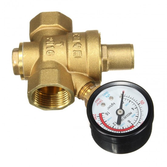 DN20 NPT 3/4'' Adjustable Brass Water Pressure Regulator Reducer with Gauge Meter