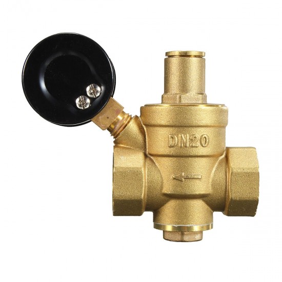 DN20 NPT 3/4'' Adjustable Brass Water Pressure Regulator Reducer with Gauge Meter
