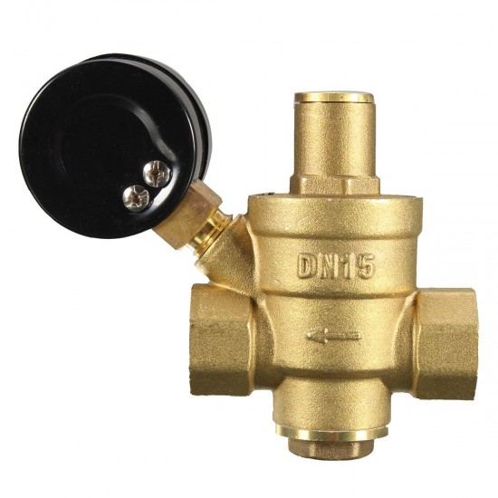 DN20 NPT ½'' Adjustable Brass Water Pressure Regulator Reducer with Gauge Meter