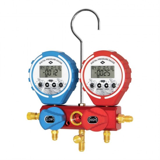 Digital Double Meter Valve Refrigeration Manifold Gauge Refrigerante Pressure Gauge Vacuum High Pressure Gauge