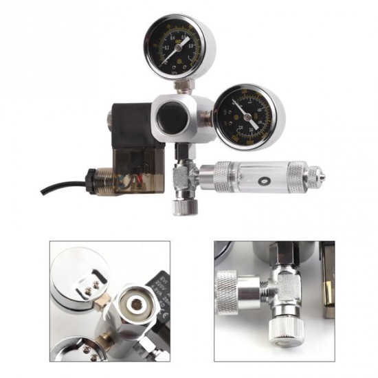 G5/8 Aquarium System Dual Gauge CO2 Auto Pressure Regulator Bubble Counter Solenoid Valve 220V Aquarium Bubble Counter CO2 Control G5/8 Aquarium System Dual Gauge CO2 Auto Pressure Regulator Bubble Counter Solenoid Valve 220V Aquarium Bubble Counter CO2 Control