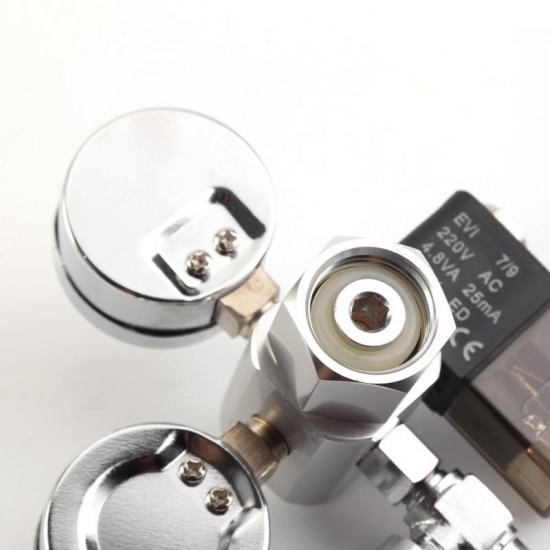 G5/8 Aquarium System Dual Gauge CO2 Auto Pressure Regulator Bubble Counter Solenoid Valve 220V Aquarium Bubble Counter CO2 Control G5/8 Aquarium System Dual Gauge CO2 Auto Pressure Regulator Bubble Counter Solenoid Valve 220V Aquarium Bubble Counter CO2 Control