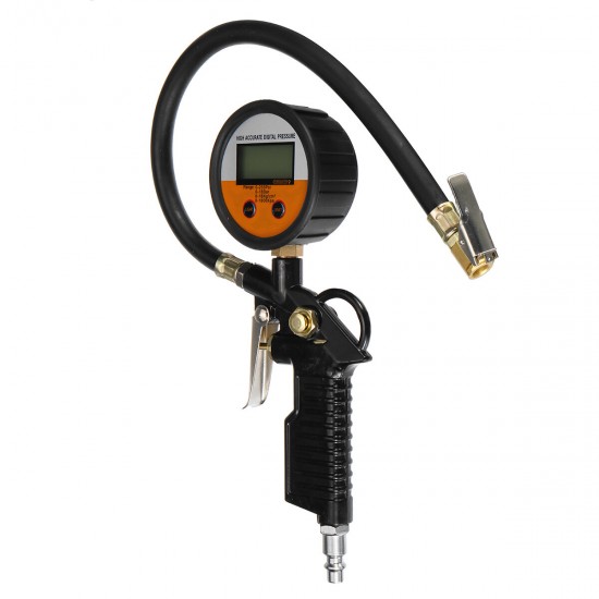 LCD Digital Pressure Hose Gauge Car Air Tire Tyre Inflator Compressor