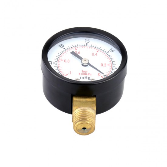 TS-50-1+1 0~-30inHg 0~-1Bar Presuure Manometer 50mm Mini Air Vacuum Pressure Gauge Meter Manometer