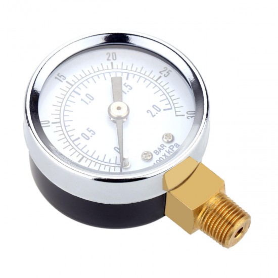 TS-Y50I 0-30 PSI Air Compressor Gauge 2 Inch Face Side Mount 1/8 Inch NPT Hydraulic Compressed Air Pressure Gauge Tester Measurer