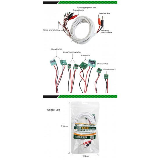 Mobile Phone DC Power Supply Phone Current Test Cable Repair Tools Power Data Cable for iPhone 4-8X