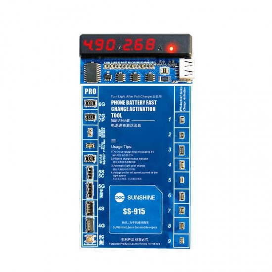 SS-915 Universal Battery Activation Board Quick Charge PCB Tool with USB Cable for iPhone Android HUAWEI SS-915 Universal Battery Activation Board Quick Charge PCB Tool with USB Cable for iPhone Android HUAWEI