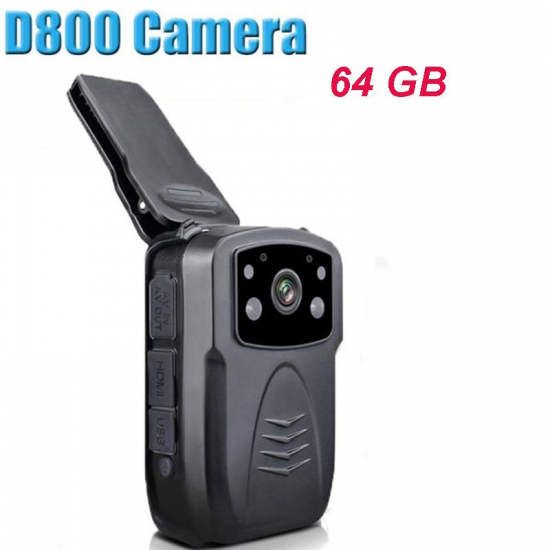 D800 64GB 140 Degree 1080P HD Night Vision Police Camera Mini Camera Motion Detection Driving Recorder