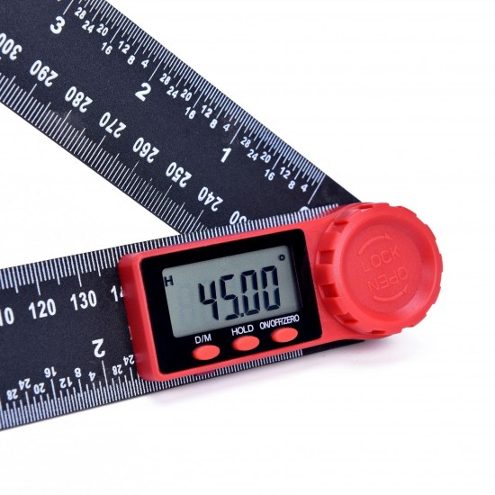 0-200mm 0-300mm 360 ° LCD Display Carbon Fiber Digital Angle Ruler Inclinometer Electron Goniometer Protractor Angle Finder Meter Measuring Tool