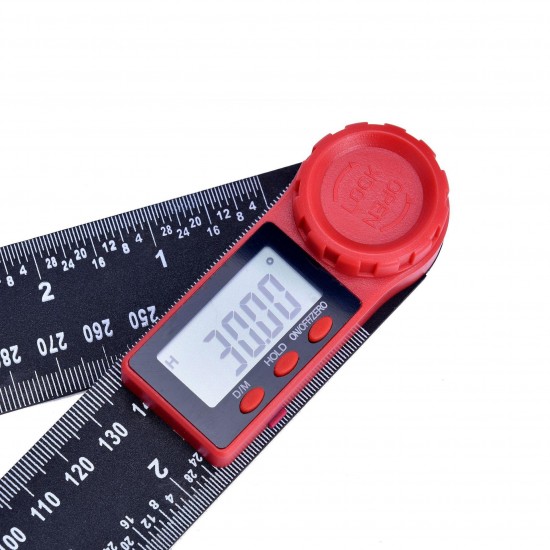 0-200mm 0-300mm 360 ° LCD Display Carbon Fiber Digital Angle Ruler Inclinometer Electron Goniometer Protractor Angle Finder Meter Measuring Tool
