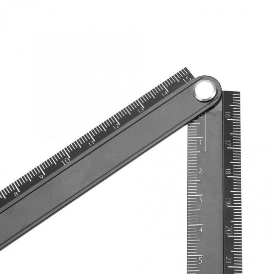 0-300mm Portable Angle Ruler Aluminum Alloy Rulers Folding Aluminum Alloy Ruler Simple 90 Degree Folding Metal Stationery Ruler