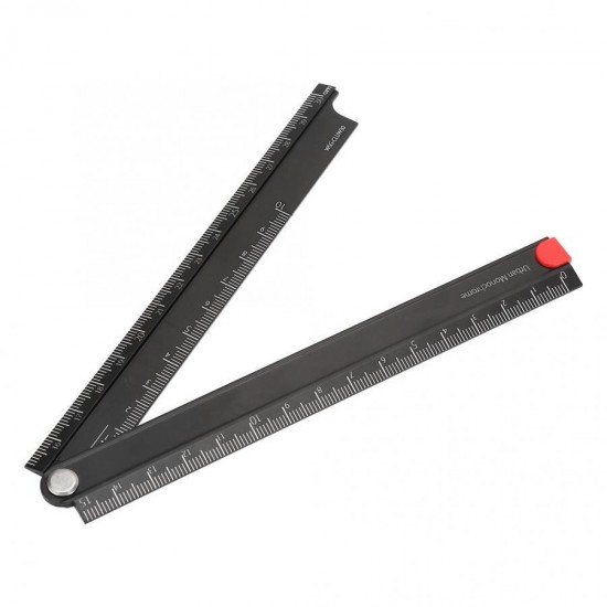 0-300mm Portable Angle Ruler Aluminum Alloy Rulers Folding Aluminum Alloy Ruler Simple 90 Degree Folding Metal Stationery Ruler