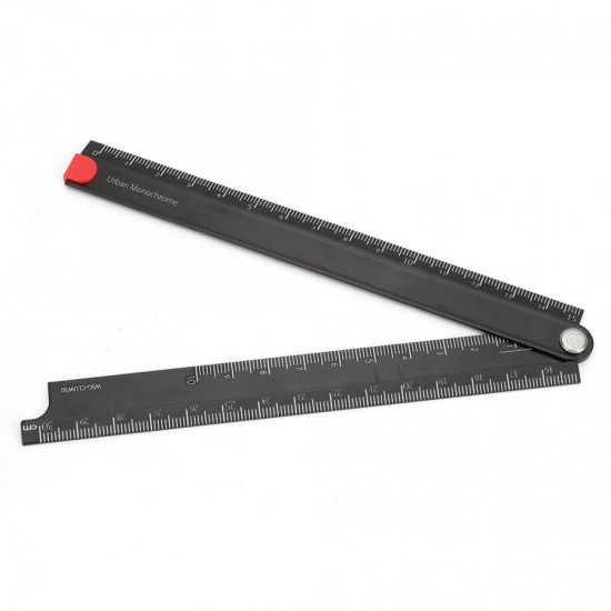 0-300mm Portable Angle Ruler Aluminum Alloy Rulers Folding Aluminum Alloy Ruler Simple 90 Degree Folding Metal Stationery Ruler
