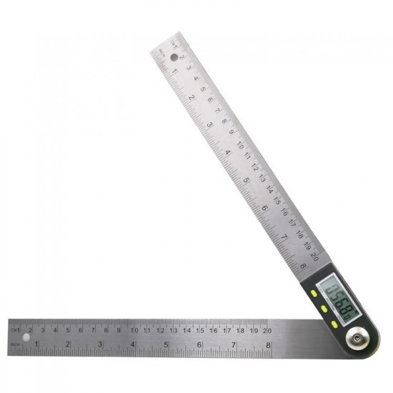 200mm 360° Digital Protractor Inclinometer Goniometer Level Measuring Tool Electronic Angle Gauge Stainless Steel Multifunction Angle Ruler