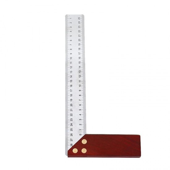 90 Degree Square Feet Mahogany Handle Thickened Stainless Steel Square Ruler Protractor 300MM Tool Accessories