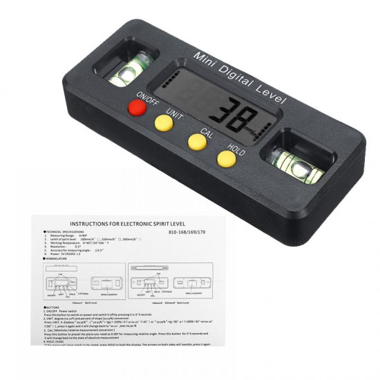 Electronic Spirit Level Digital Angle Finder Meter Protractor Gauge 4x90° 150mm/200mm Range