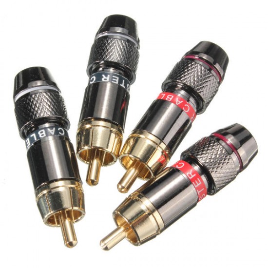 2 Pairs Gold Plating RCA Terminals Connector RCA Male Plug For Speaker Cable Amplifier 2 Pairs Gold Plating RCA Terminals Connector RCA Male Plug For Speaker Cable Amplifier