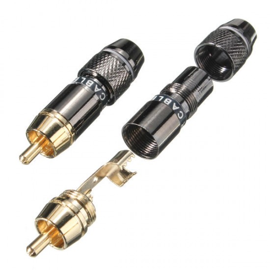 2 Pairs Gold Plating RCA Terminals Connector RCA Male Plug For Speaker Cable Amplifier