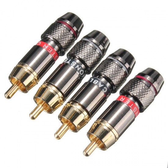 2 Pairs Gold Plating RCA Terminals Connector RCA Male Plug For Speaker Cable Amplifier