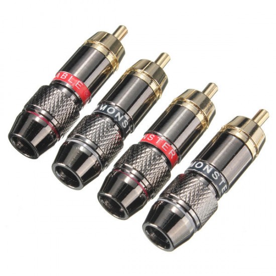 2 Pairs Gold Plating RCA Terminals Connector RCA Male Plug For Speaker Cable Amplifier 2 Pairs Gold Plating RCA Terminals Connector RCA Male Plug For Speaker Cable Amplifier