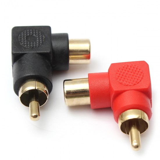 2Pcs 90 Degree Bend Right Angle RCA Male to Female Audio Connector Adapter