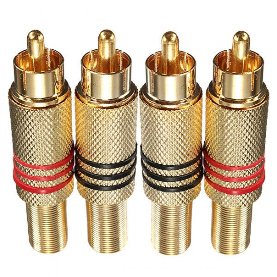 4Pcs Gold Plated RCA/Male Plug Connectors Cable Protector