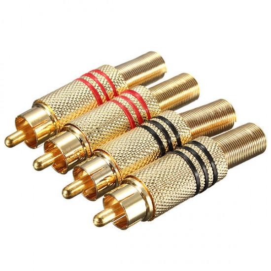 4Pcs Gold Plated RCA/Male Plug Connectors Cable Protector