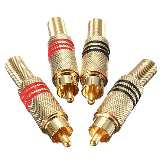 4Pcs Gold Plated RCA/Male Plug Connectors Cable Protector