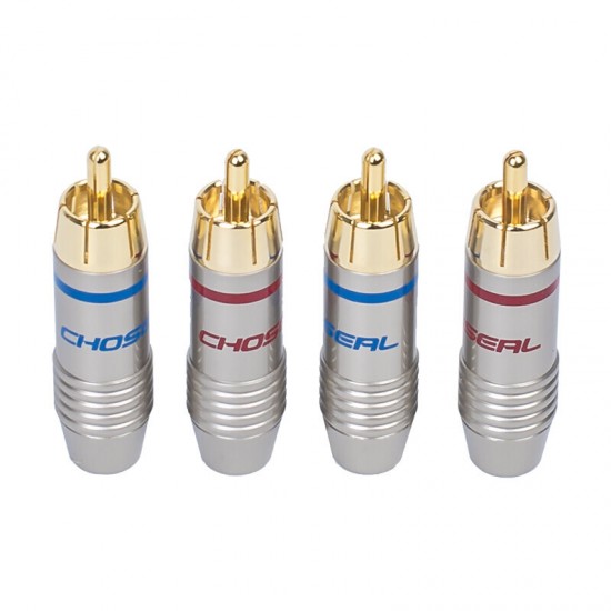 QS6042 RCA Connector Gold-plate Male Plug Coaxial Connector S-Video Adapter Speaker Audio Connector Adapter 4PCS