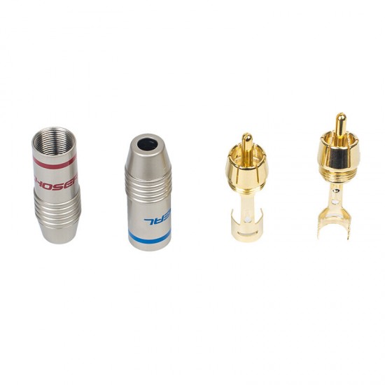 QS6042 RCA Connector Gold-plate Male Plug Coaxial Connector S-Video Adapter Speaker Audio Connector Adapter 4PCS