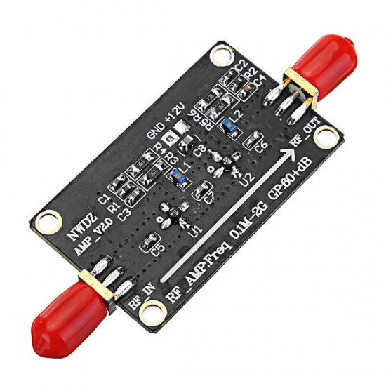 RF Wideband Amplifier LNA 0.1M-2G Gain 60dB Two-stage Amplification