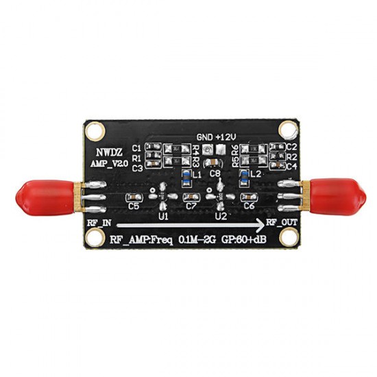 RF Wideband Amplifier LNA 0.1M-2G Gain 60dB Two-stage Amplification