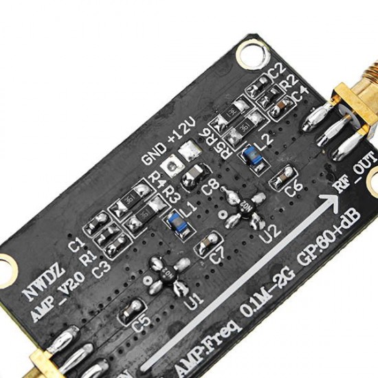 RF Wideband Amplifier LNA 0.1M-2G Gain 60dB Two-stage Amplification