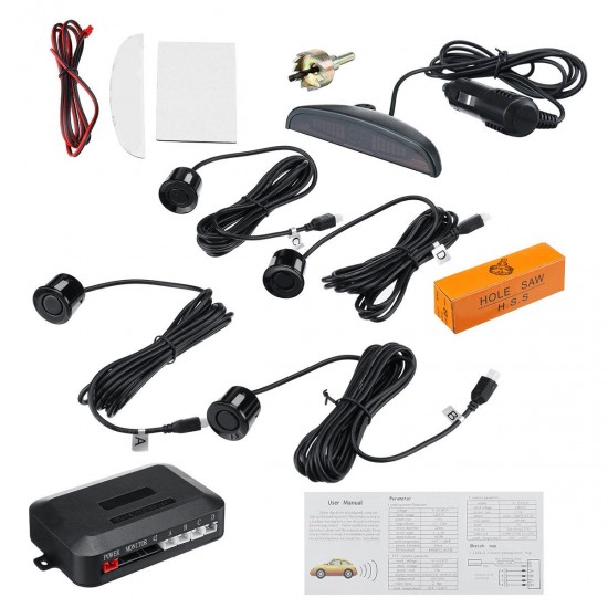 4 Sensors 22mm Buzzer Car Parking Sensor Kit Reverse Backup Sound Alert System