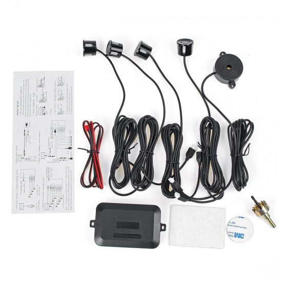 Car Parking Sensor Kit Reversing 4 Sensor Audio Buzzer Alarm Backup Sound Alert