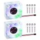 1 Set 2 Pieces Transparent 4010 Cooling Fan Blue Light RGB LED for Raspberry Pi 4B / 3B+ / 3B