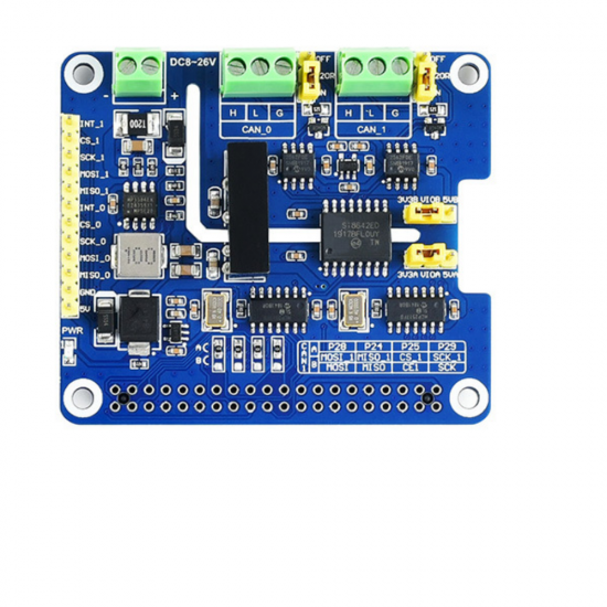 2 Channel Isolated CAN Bus Expansion Board Built-in Protection Circuit Support CAN2.0 CAN FD Dual Channel 8Mbps for Raspberry Pi