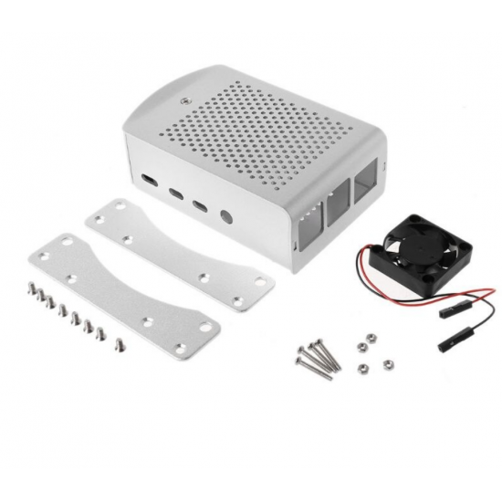 3 Pcs Sliver Aluminum Alloy Case with Cooling Fan Protective Shell Metal Enclosure fit for Raspberry Pi 4 Model B 3 Pcs Sliver Aluminum Alloy Case with Cooling Fan Protective Shell Metal Enclosure fit for Raspberry Pi 4 Model B