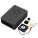 3 Sets Black ABS Case Enclosure Box With Mini Cooling Fan And Heat Sink Kit For Raspberry Pi 3B