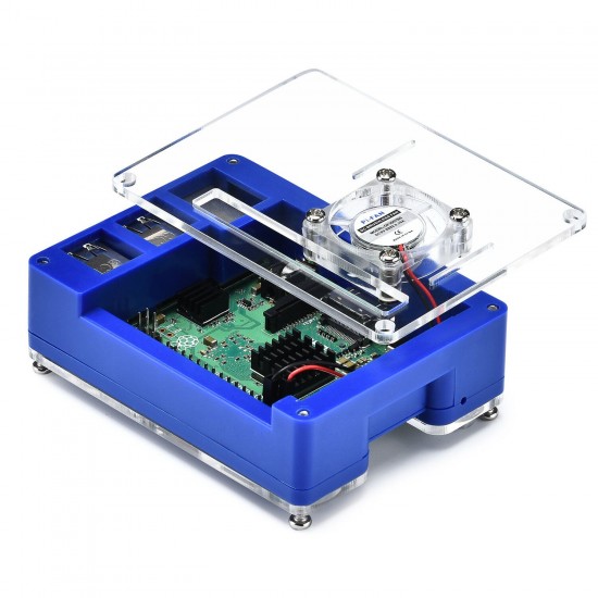 3-in-1 Blue ABS Enclosure Protective Case + Cooling Fan + Heatsink Kit for Raspberry Pi 3B+ / 3B / 2B 3-in-1 Blue ABS Enclosure Protective Case + Cooling Fan + Heatsink Kit for Raspberry Pi 3B+ / 3B / 2B