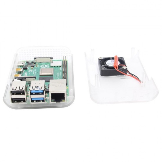 3pcs Transparent Protective ABS Case Support Cooling Fan for Raspberry Pi 4 Model B 3pcs Transparent Protective ABS Case Support Cooling Fan for Raspberry Pi 4 Model B