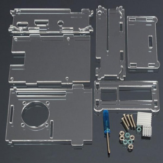 Acrylic Shell With Two Heat Sink For Raspberry Pi 2 Model B & RPI B+
