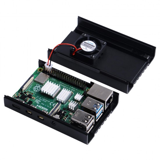 Aluminum Alloy CNC Acrylic Side Plate Case With Cooling Fan and Heatsink Kit Protective Shell for Raspberry Pi 4 Model B