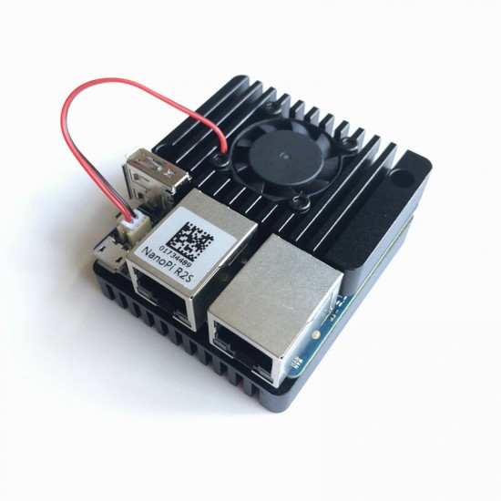 Black Aluminum Alloy Metal Cooling Shell with NanoPi R2s Mainboard Super Cooling Protective Case with Cooling Fan Black Aluminum Alloy Metal Cooling Shell with NanoPi R2s Mainboard Super Cooling Protective Case with Cooling Fan