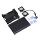 CNC V3 Aluminum Alloy Armor Protective Case + Dual Cooling Fan Kit For Raspberry Pi 3 Model B / 3B+(Plus)