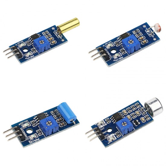 C0987 16 Sensor Modules Kit for Raspberry Pi Human Sensor Smoke Sensor Raindrop Sensor Module